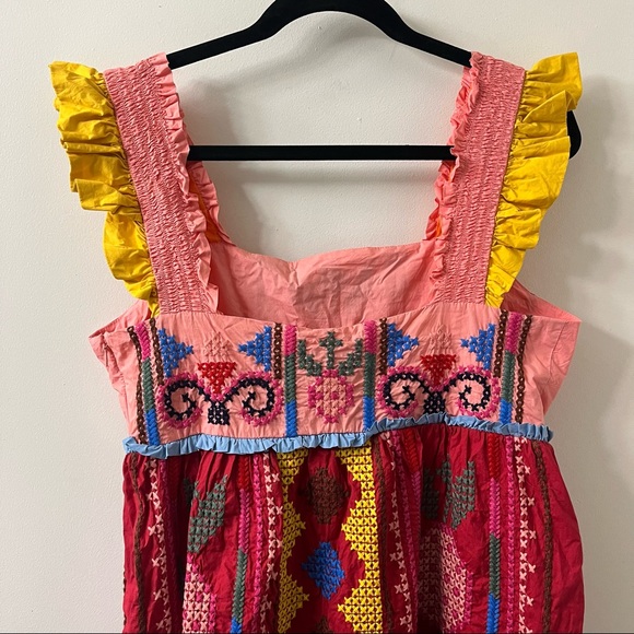 NWT Farm Rio Color Block Embroidered Mini Dress Size Medium - Picture 6 of 12